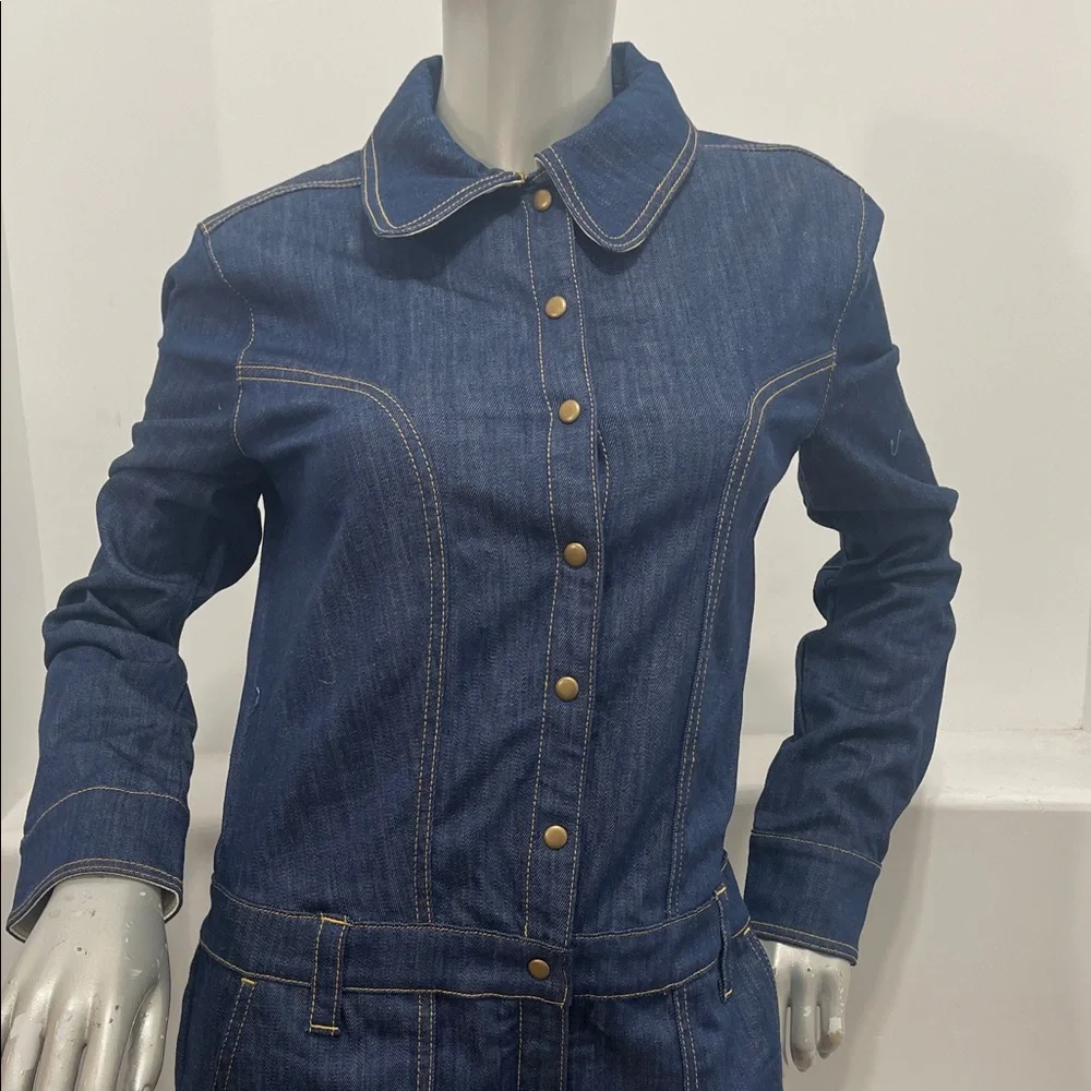 Land Of Distraction 70’s Inspired Women’s Blue Denim Overalls Jumpsuit Size 6
